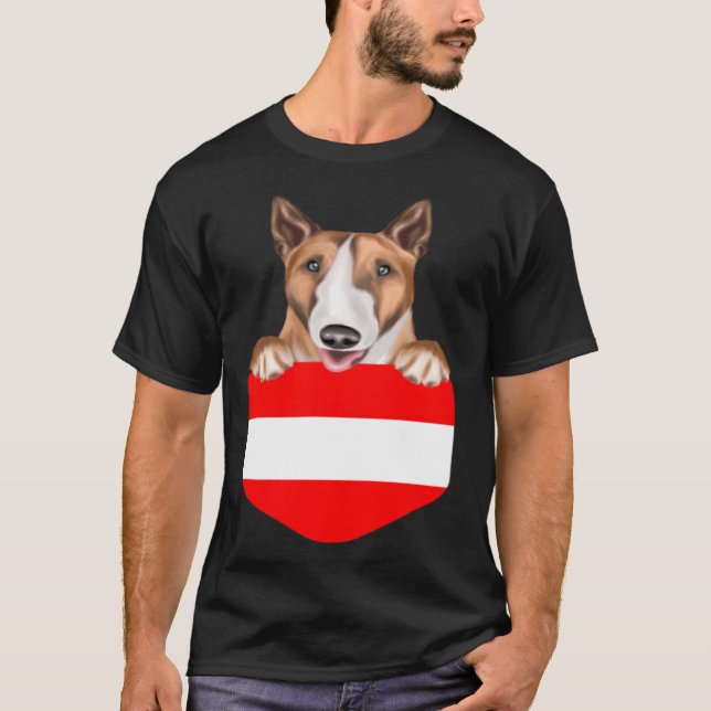 Camiseta Austria Flag Bull Terrier Dog In Pocket (Anverso)