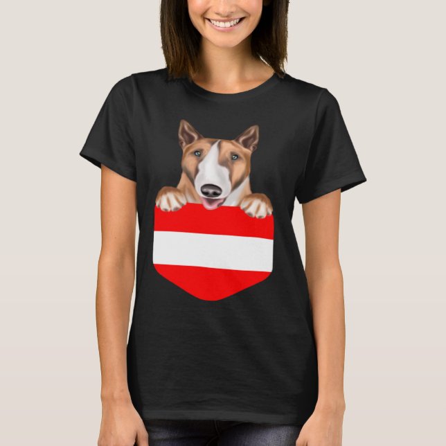 Camiseta Austria Flag Bull Terrier Dog In Pocket (Anverso)