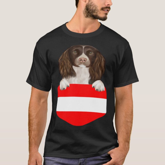 Camiseta Austria Flag English Springer Spaniel Dog In Pocke (Anverso)