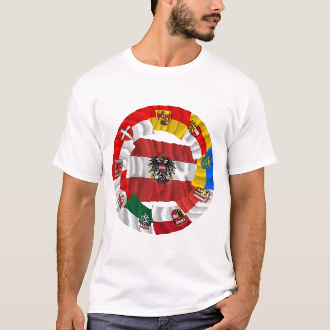 Camiseta Austria y sus Lander que agitan banderas (Anverso)
