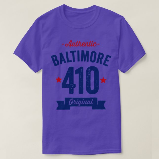 Camiseta Auténtico Código de área de Baltimore 410 (Diseño del anverso)