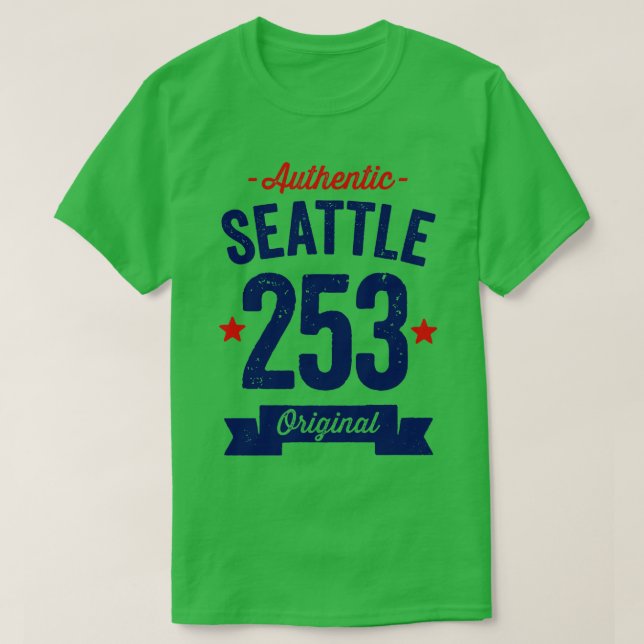 Camiseta Auténtico Código de área de Seattle 253 (Diseño del anverso)
