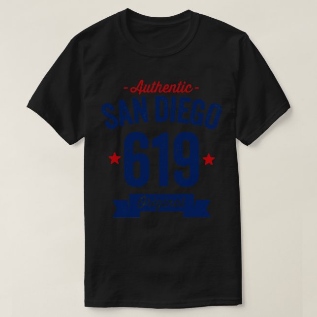 Camiseta Auténtico código de área San Diego 619 (Diseño del anverso)