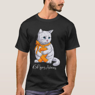 Camiseta Auténtico Mes de Conciencia Naranja Ribbon Cat