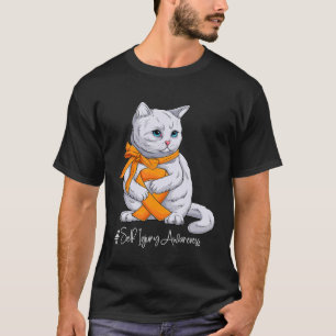 Camiseta Auténtico Mes de Conciencia Naranja Ribbon Cat