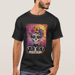 Camiseta Auténtico Sugar Skull Dia De Los Muertos Halloween