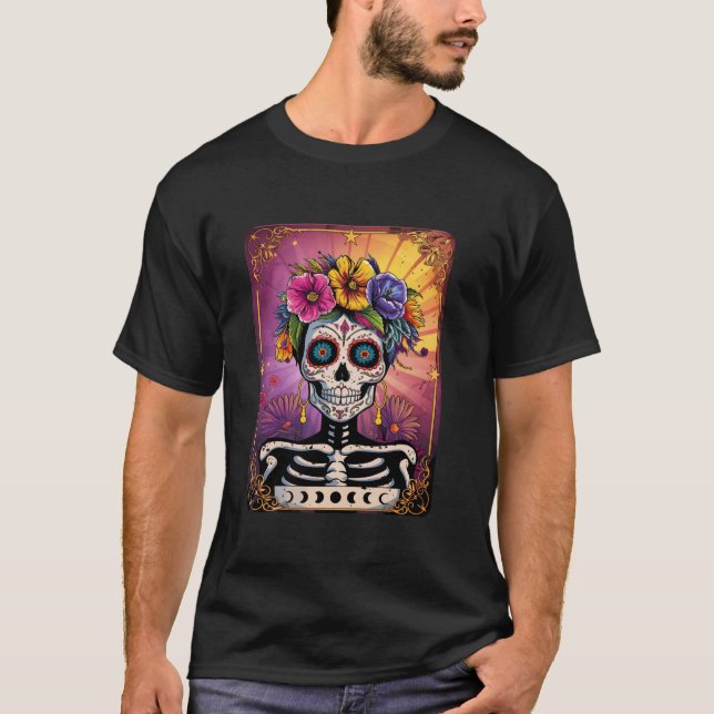 Camiseta Auténtico Sugar Skull Dia De Los Muertos Halloween (Anverso)