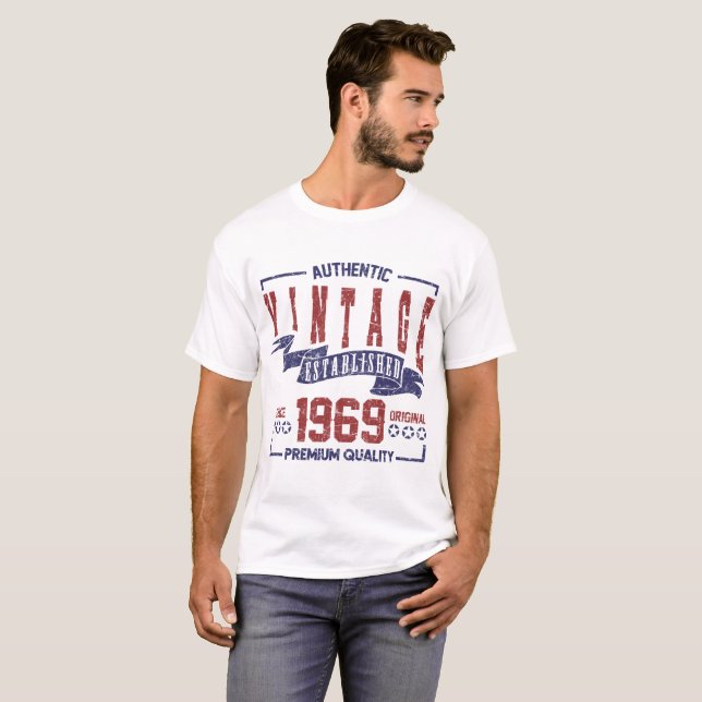CAMISETA AUTÉNTICO,VINTAGE,ESTABLECIDO,DESDE 1969,1969,ORIG (Anverso completo)