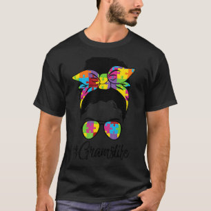 Camiseta Autie Grams Vida Autism Awareness Messy Bun Madre