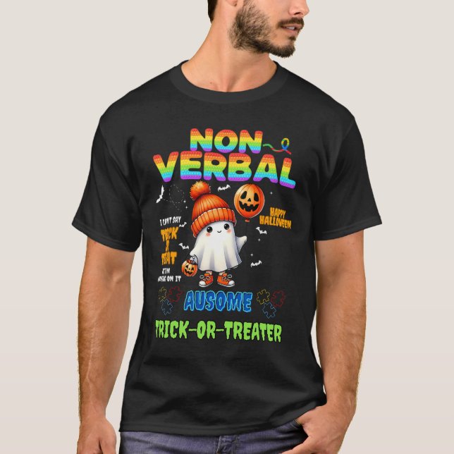 Camiseta Autis de Halloween de Trick-or-Treater no-verbyl A (Anverso)