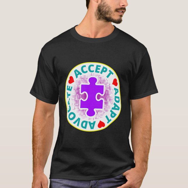 Camiseta Autism Accept Adapt Advocate A Nice Drawing With 3 (Anverso)