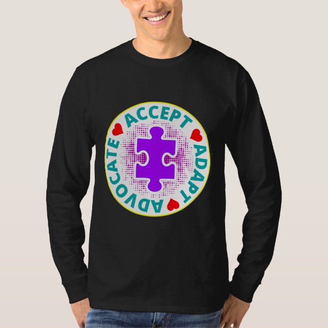 Camiseta Autism Accept Adapt Advocate A Nice Drawing With 3 (Anverso)