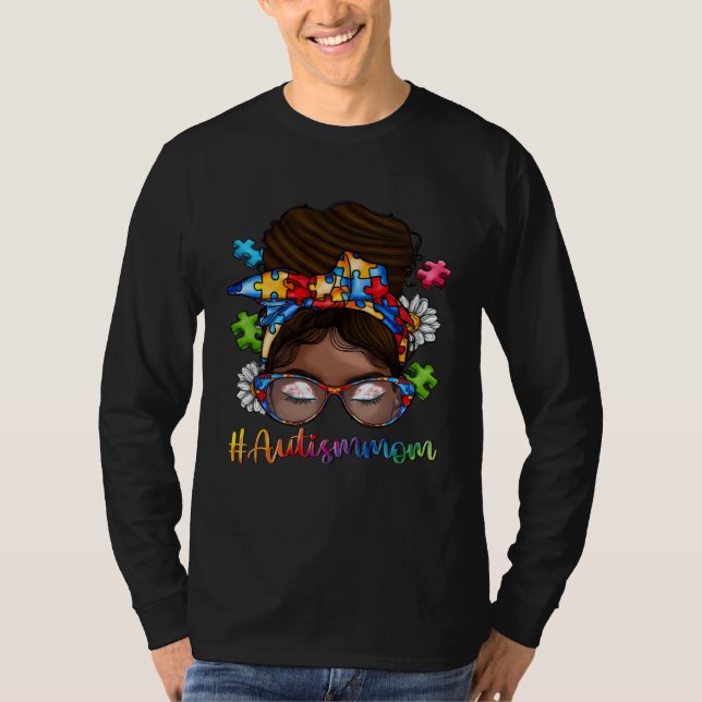 Camiseta Autism Afro Mom Curly Hair American African Autism (Anverso)