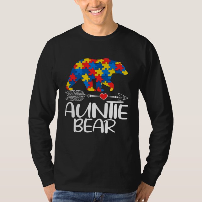 Camiseta Autism Auntie Bear Autistic Support Autism Awarene (Anverso)