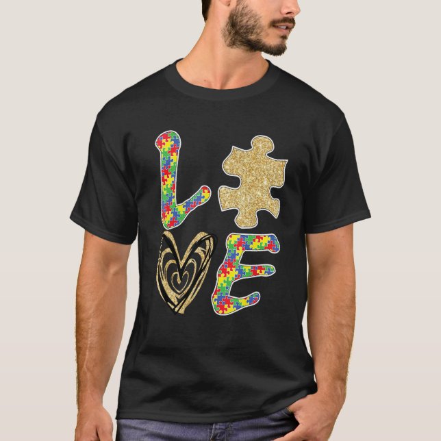 Camiseta Autism Awareness 2023 Love and Cute Puzzle Piece D (Anverso)