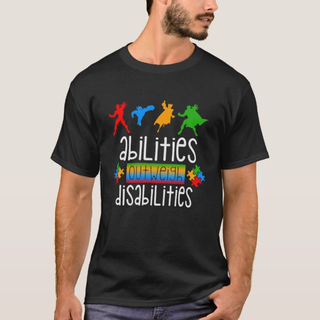 Camiseta Autism Awareness  Abilities Outweigh Disabilities  (Anverso)