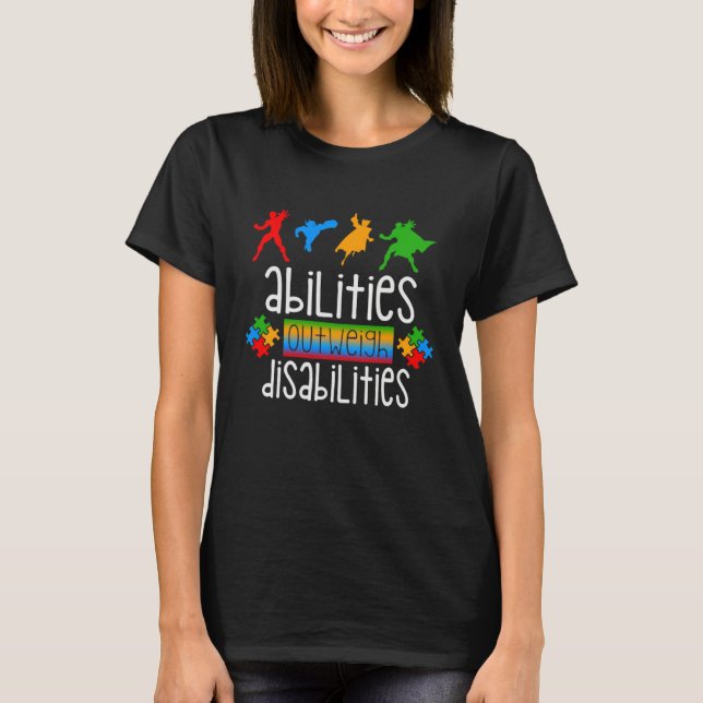 Camiseta Autism Awareness  Abilities Outweigh Disabilities  (Anverso)