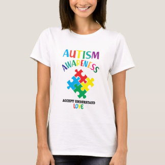 Camiseta Autism Awareness ACCEPT COMPRENDE el autismo de lo