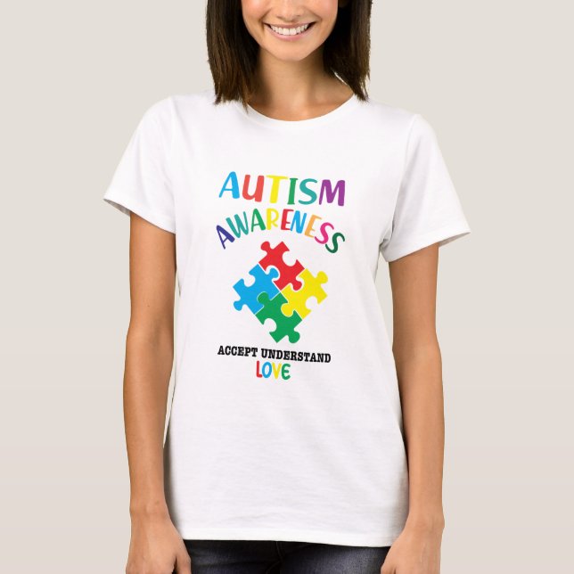Camiseta Autism Awareness ACCEPT COMPRENDE el autismo de lo (Anverso)
