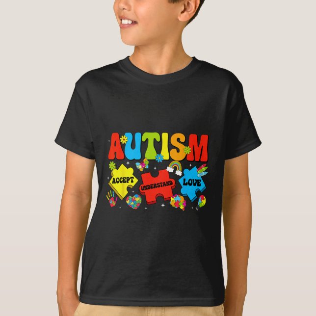 Camiseta Autism Awareness Accept Comprender los rompecabeza (Anverso)
