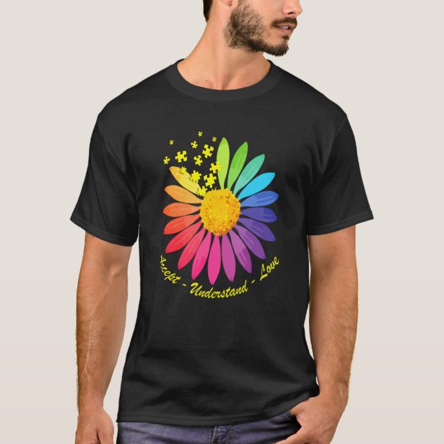 Camiseta Autism Awareness Accept Understand Love ASD Rainbo (Anverso)