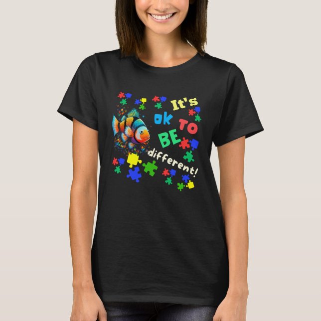 Camiseta Autism Awareness Acceptance Clown Fish Ok To Be Di (Anverso)