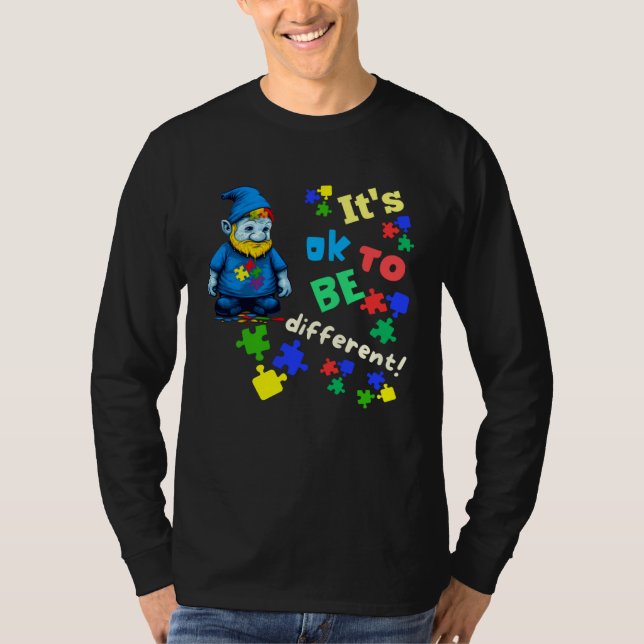 Camiseta Autism Awareness Acceptance Gnome Its Ok To Be Dif (Anverso)