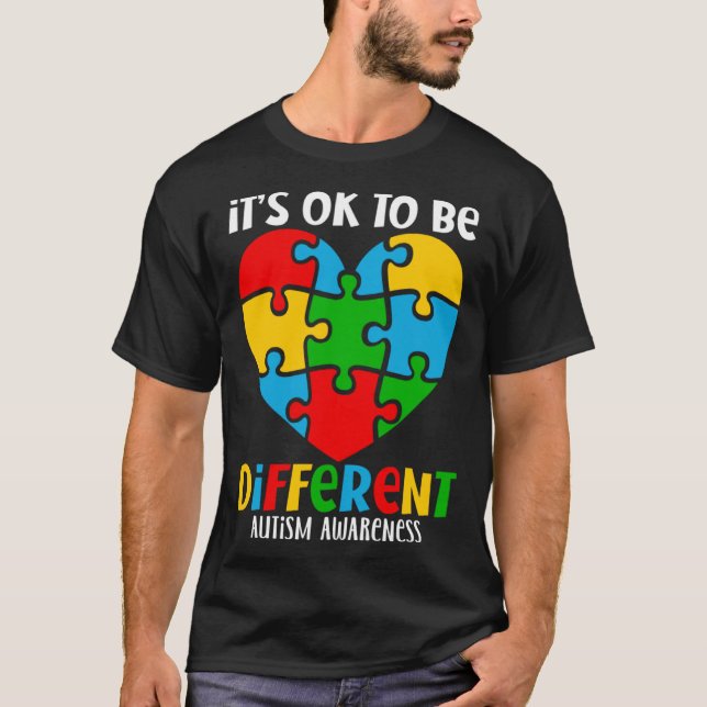 Camiseta Autism Awareness Acceptance Heart It s Okay To Be  (Anverso)