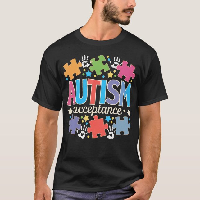 Camiseta Autism Awareness Acceptance Puzzles (Anverso)