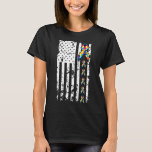 Camiseta Autism Awareness American Flag Distressed Tee