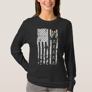 Camiseta Autism Awareness American Flag Distressed Tee