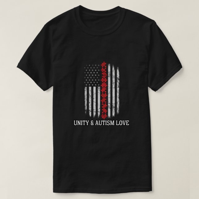 Camiseta Autism Awareness American Flag Unity T-Shirt (Diseño del anverso)