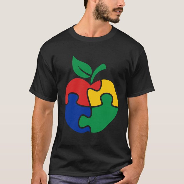 Camiseta Autism Awareness Apple puzzle Autism (Anverso)