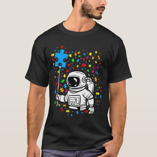 Camiseta Autism Awareness Astronauta Balloon Autism Space K (Anverso)