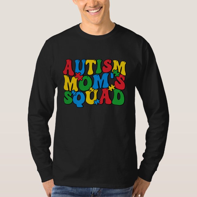 Camiseta Autism Awareness Autism Mom's Squad Puzzle Pieces  (Anverso)