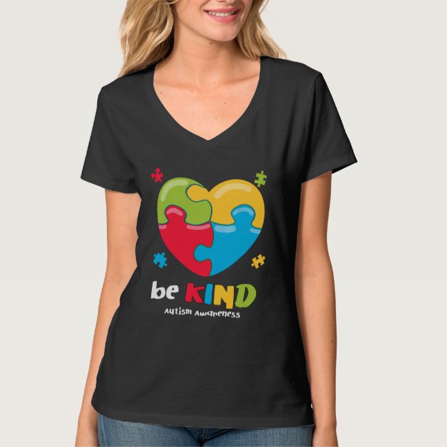 Camiseta Autism Awareness   Be Kind Puzzle Heart Kindness   (Anverso)