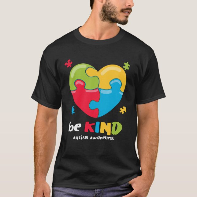 Camiseta Autism Awareness   Be Kind Puzzle Heart Kindness   (Anverso)