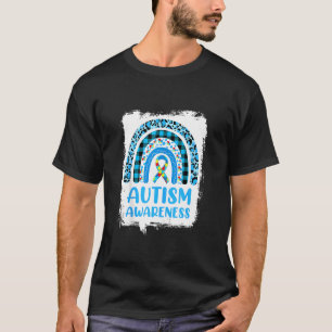 Camiseta Autism Awareness Bleached Rainbow Ribbon Support H