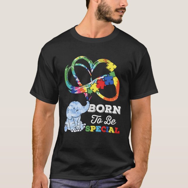 Camiseta Autism Awareness Born Special Elephant Infinity Lo (Anverso)
