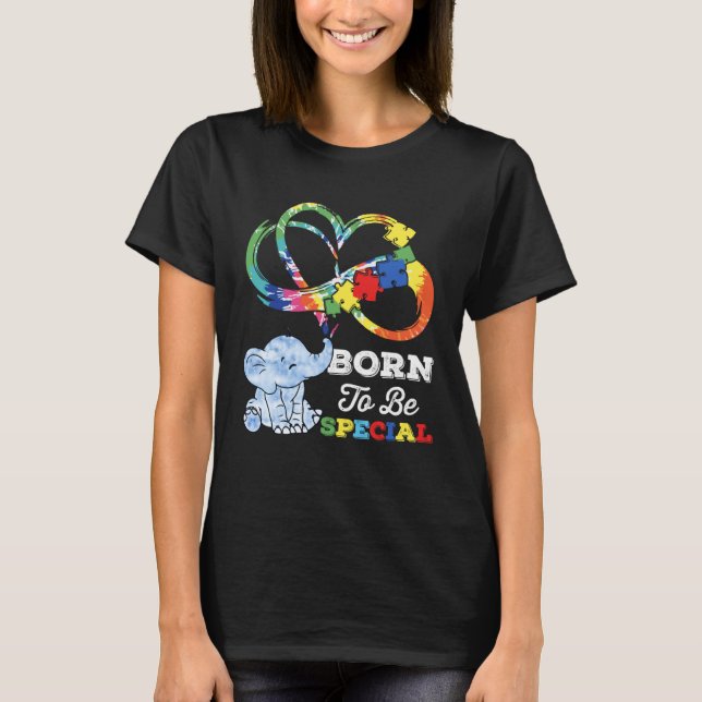 Camiseta Autism Awareness Born Special Elephant Infinity Lo (Anverso)