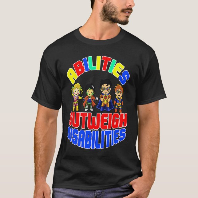 Camiseta Autism Awareness Boy Abilities Outweigh Disabiliti (Anverso)