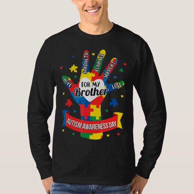Camiseta Autism Awareness Boy Niños Brother Puzzle Tee (Anverso)