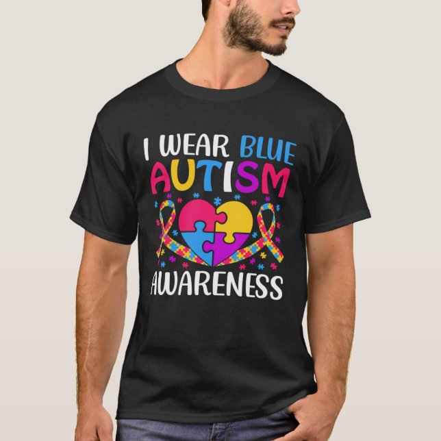 Camiseta Autism Awareness Boys Girls I Wear Blue ASD Puzzle (Anverso)