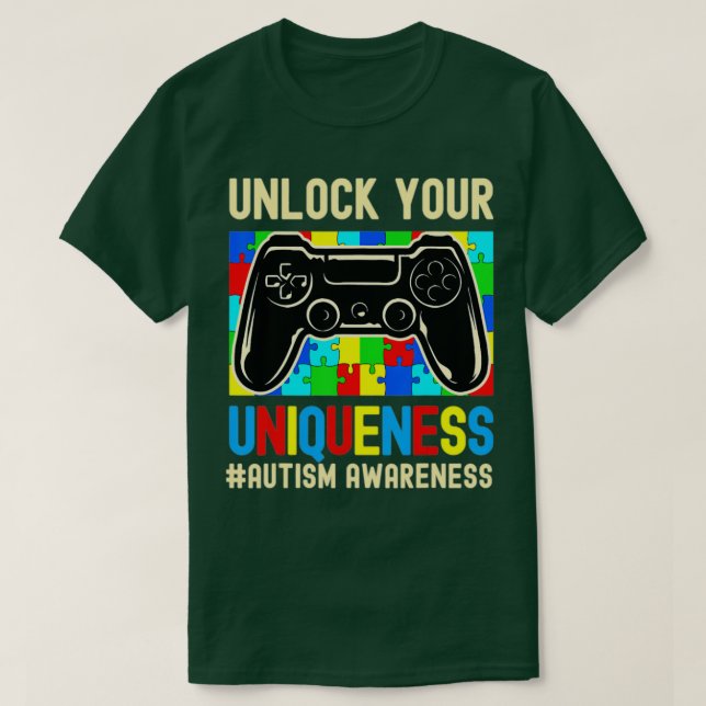 Camiseta Autism Awareness Boys Girls Video Game Controller  (Diseño del anverso)