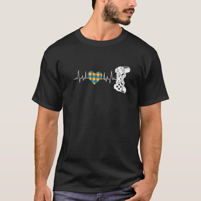 Camiseta Autism Awareness Boys Video Game Heartbeat Retro A (Anverso)