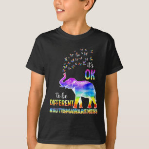 Camiseta Autism Awareness Butterfly Elephant Está bien ser
