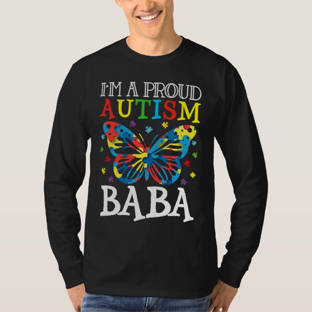 Camiseta Autism Awareness Butterfly I'm a Proud Autism Baba (Anverso)