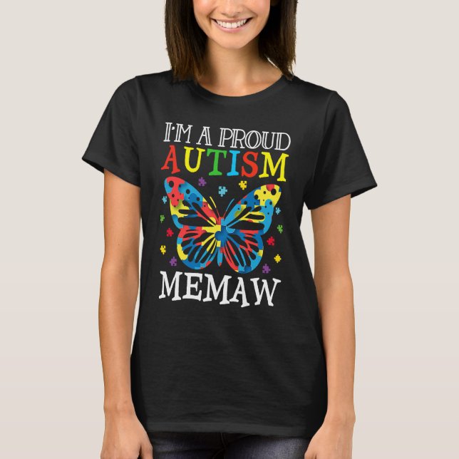 Camiseta Autism Awareness Butterfly I'm a Proud Autism Mema (Anverso)