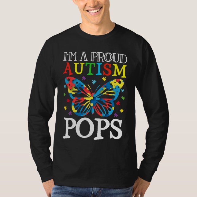 Camiseta Autism Awareness Butterfly I'm a Proud Autism Pops (Anverso)