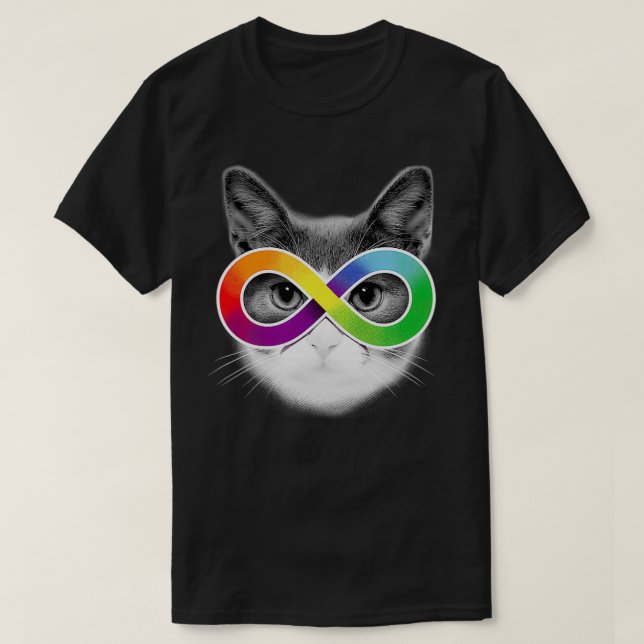 Camiseta Autism Awareness Cat Vestir Gafas Infinity (Diseño del anverso)